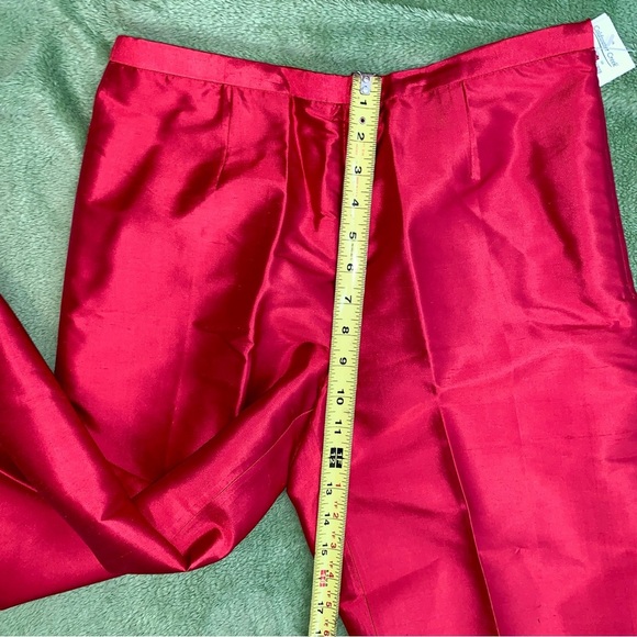💧Coldwater Creek Red Shimmer 100% Silk Slacks size Petite 6 - Picture 5 of 8